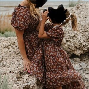 Ivy City Co Brown and Cream Kids Dress